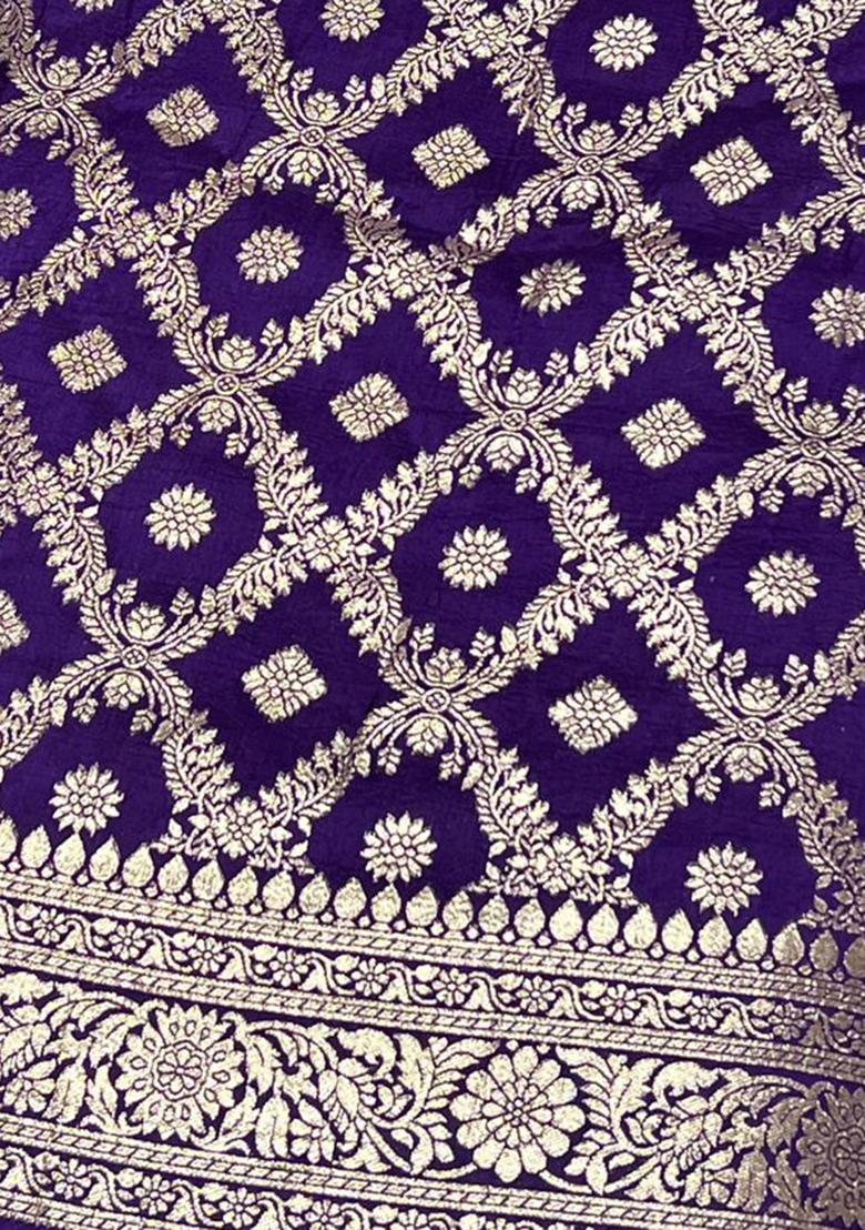 Purple Silk Lehenga Set - Indya