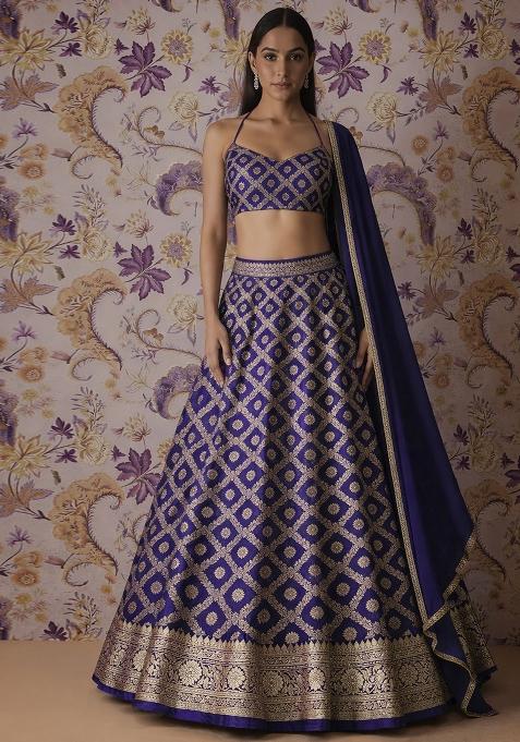 Purple Silk Lehenga Set