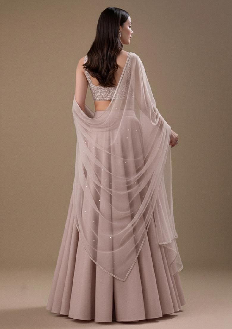 Pink Embroidered Lehenga Set - Indya