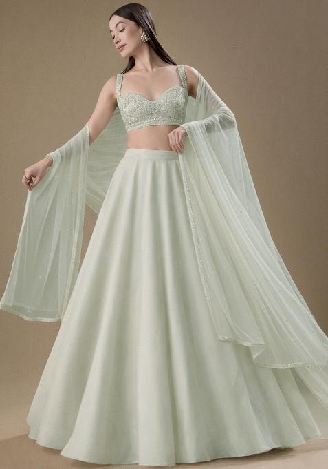 White Embroidered Lehenga Set