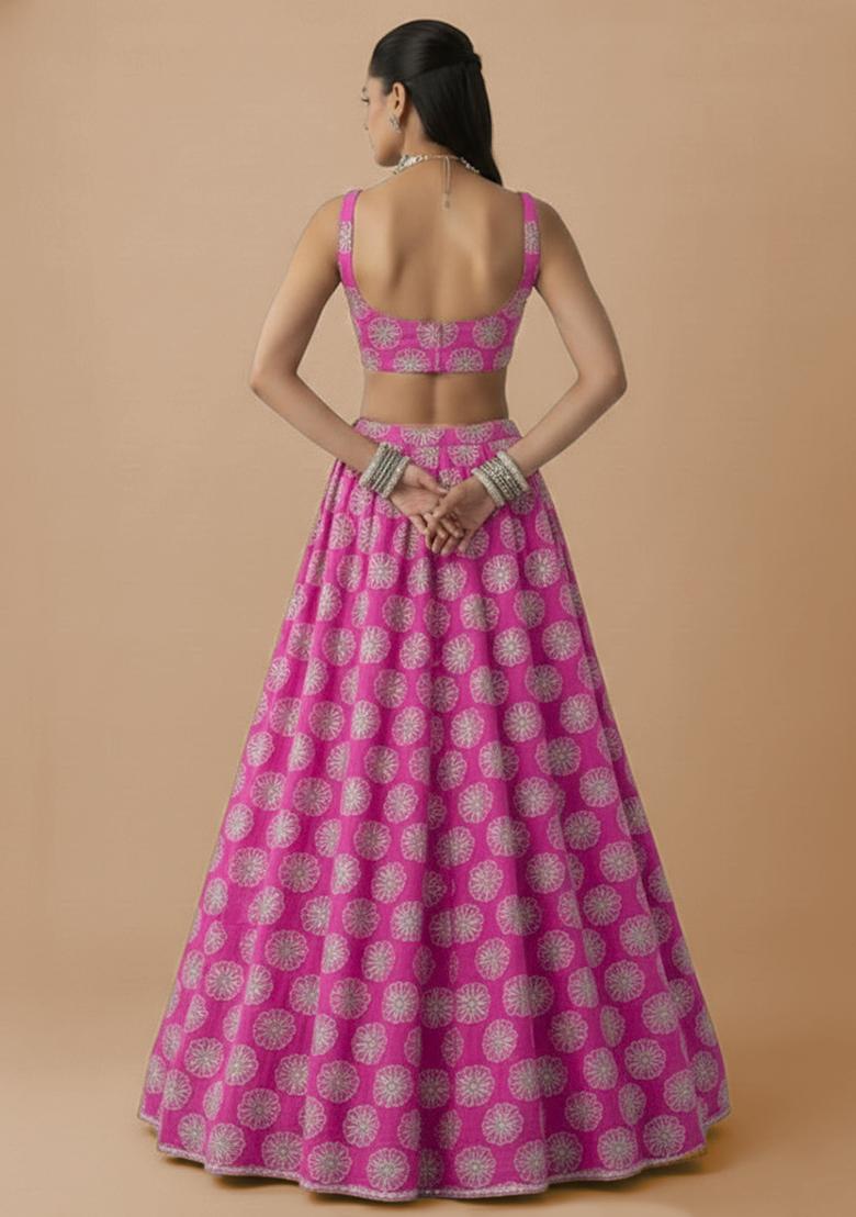 Rani Pink Sequin Silk Lehenga Set - Indya