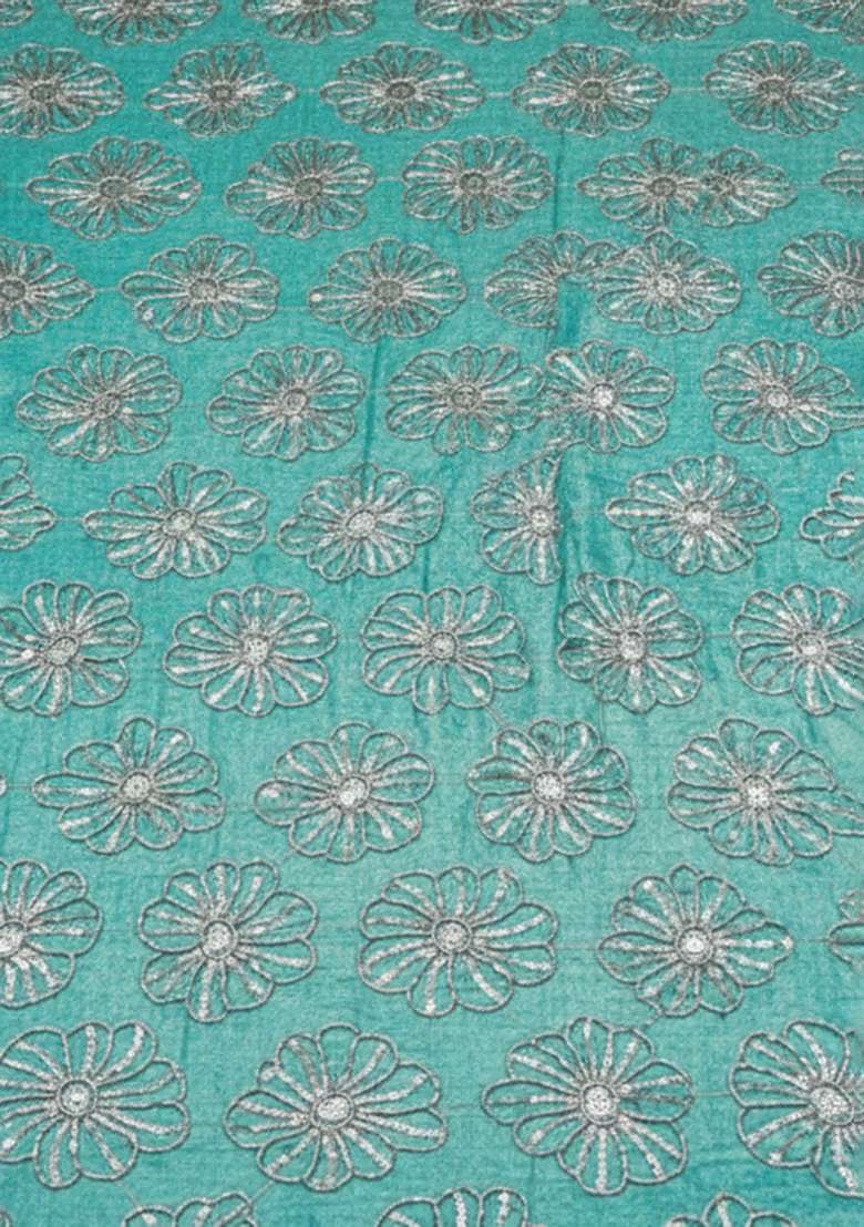Blue Sequin Silk Blend Lehenga Set - Indya