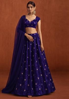 Purple Sequin Velvet Lehenga Set