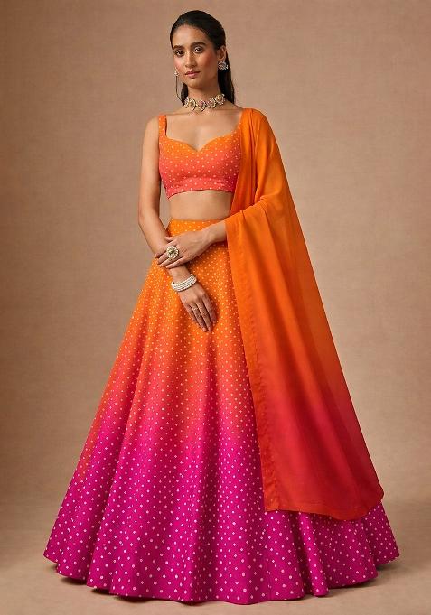 Orange Silk Lehenga Set