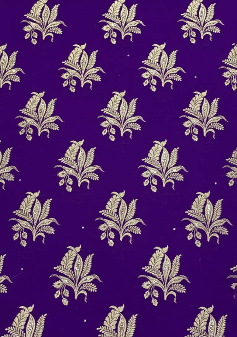Purple Brocade Lehenga Set - Indya