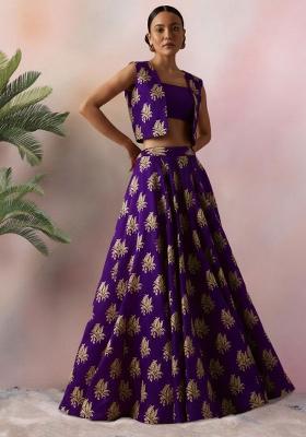 Purple Brocade Lehenga Set