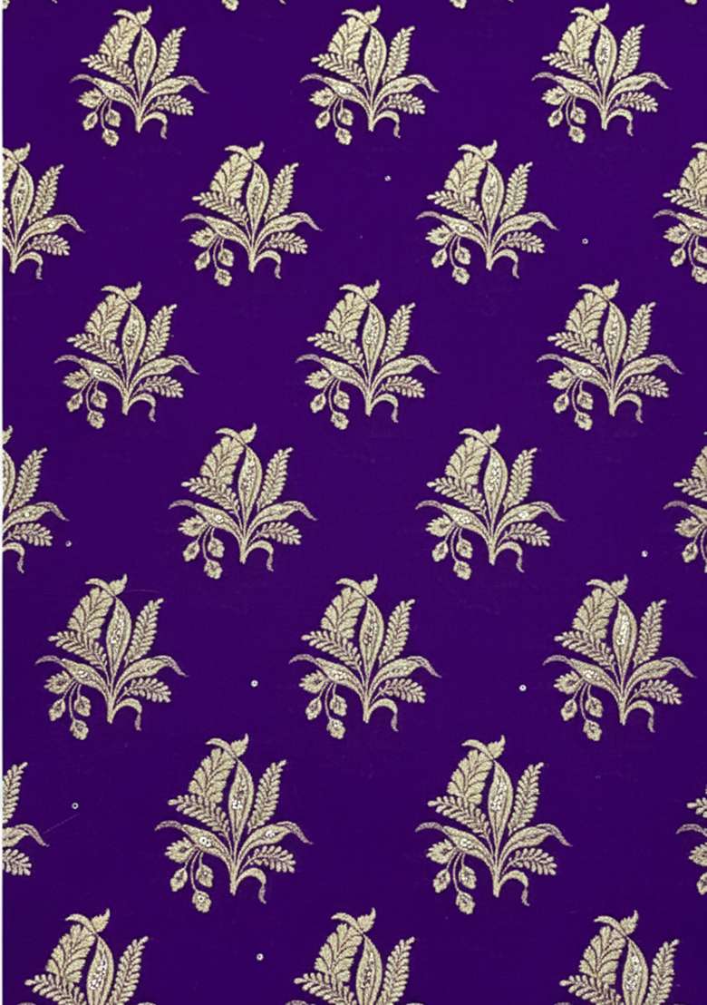 Purple Brocade Lehenga Set - Indya