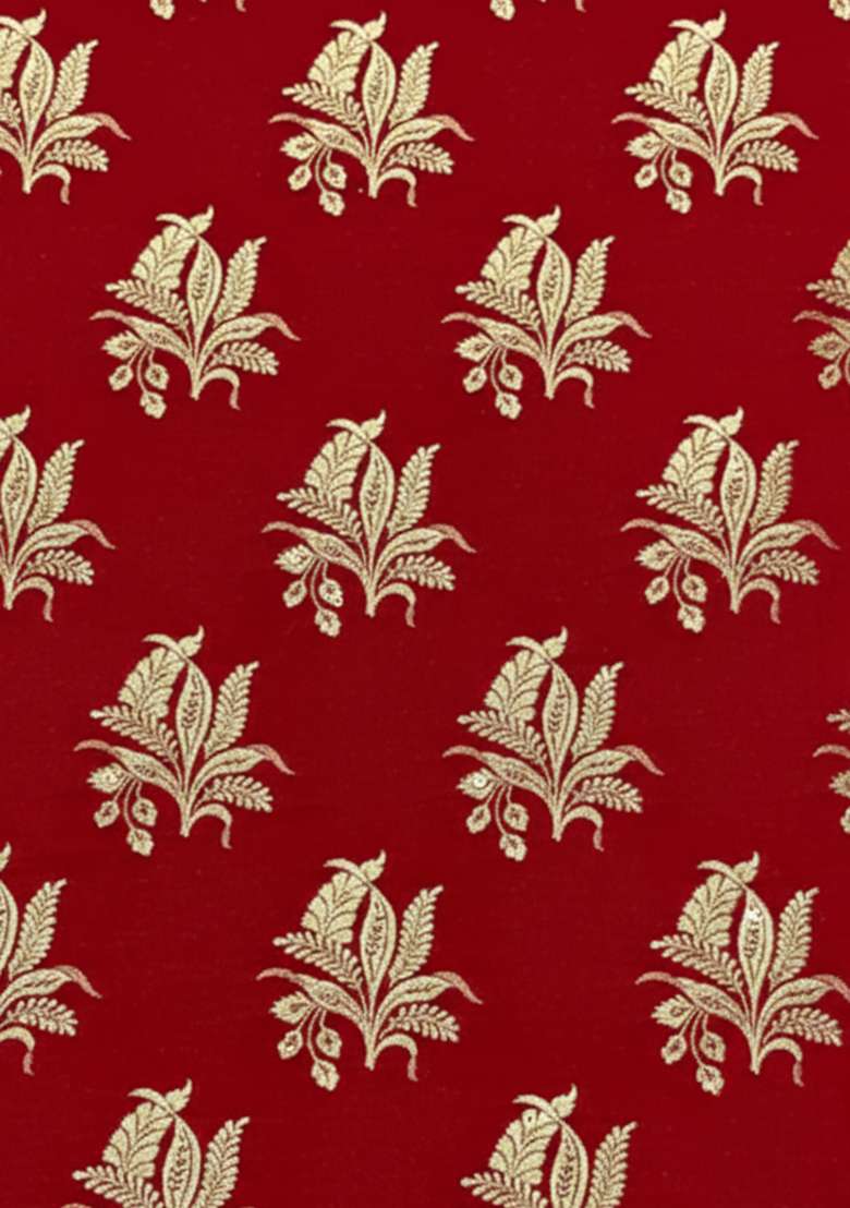 Red Brocade Lehenga Set - Indya