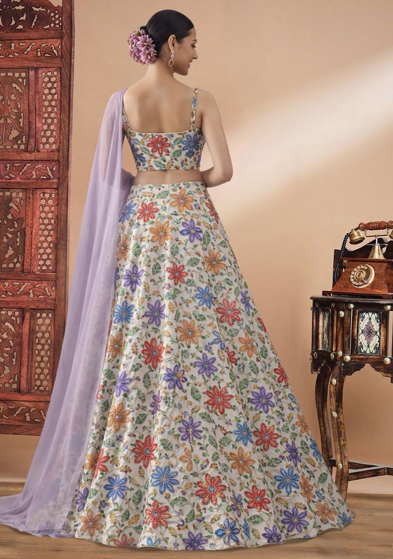 Lavender Embroidered Sharara Set - Indya
