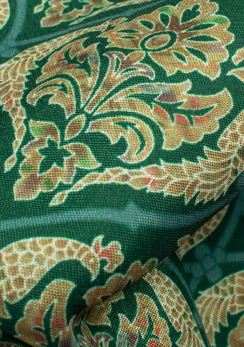 Green Crepe Lehenga Set with Floral Print for Diwali | Wedding & Festive Wear - Indya