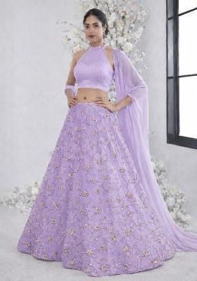 Lavender Sequin Crepe Lehenga Set