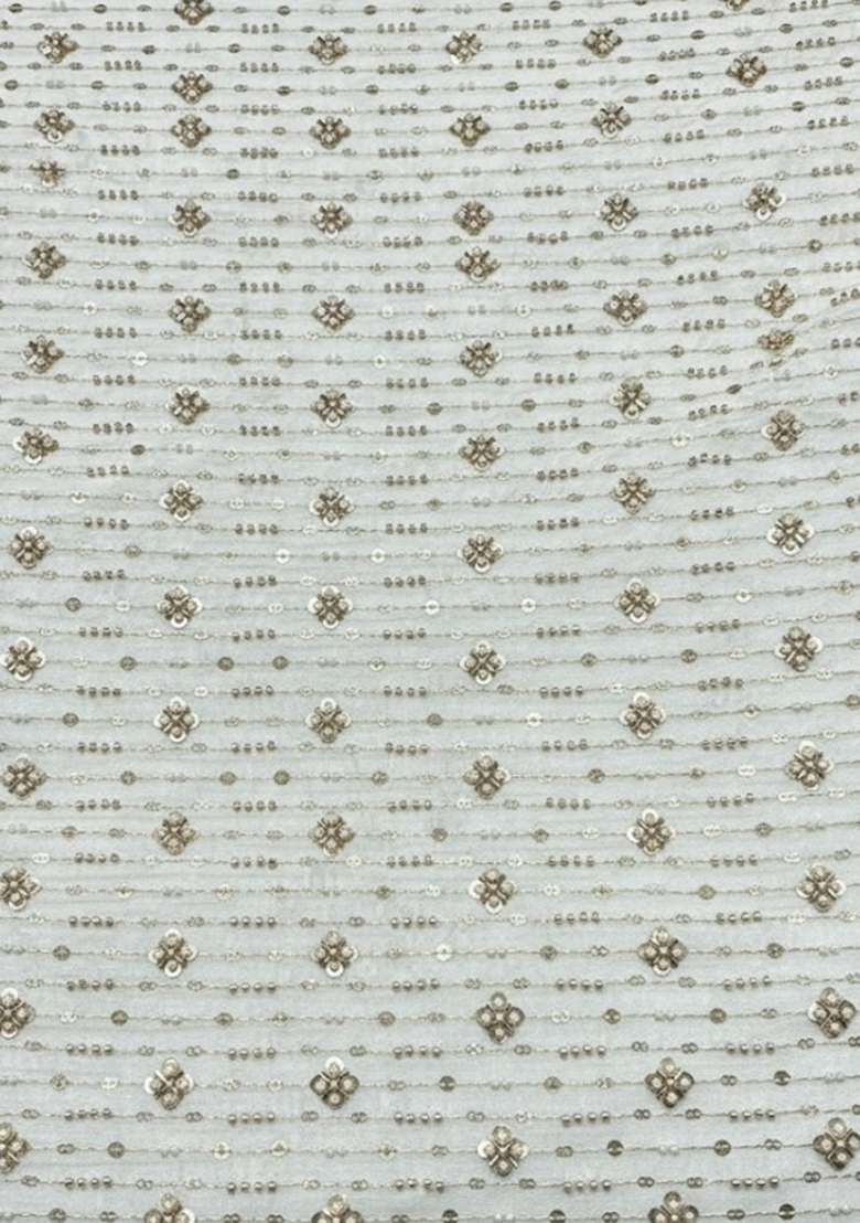Ivory Embellished Georgette Lehenga Set - Indya
