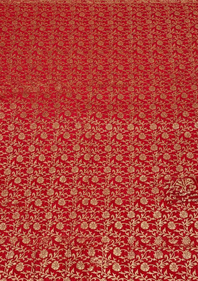 Deep Red Silk Blend Lehenga Set - Indya