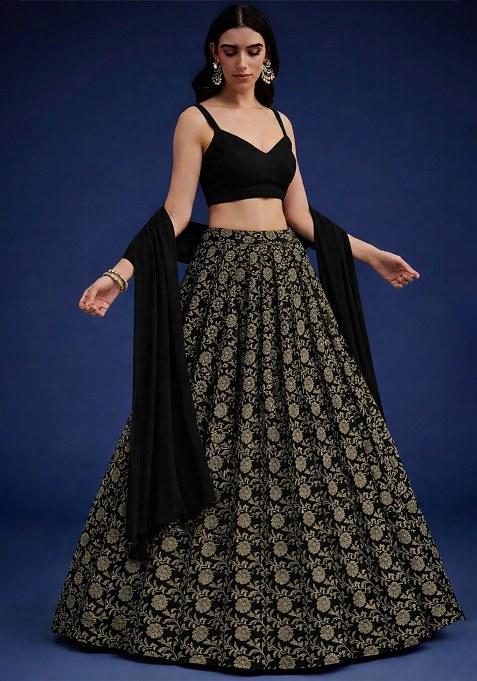 Black Silk Lehenga Set