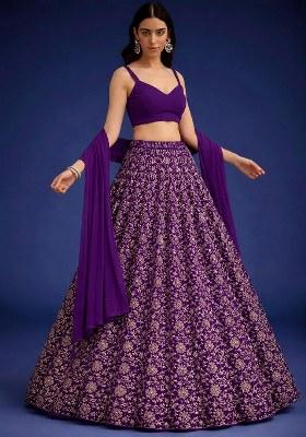 Deep Purple Silk Lehenga Set