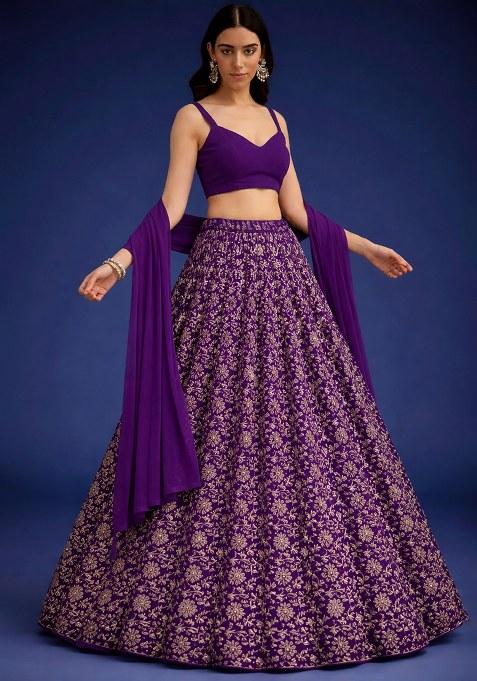 Deep Purple Silk Lehenga Set