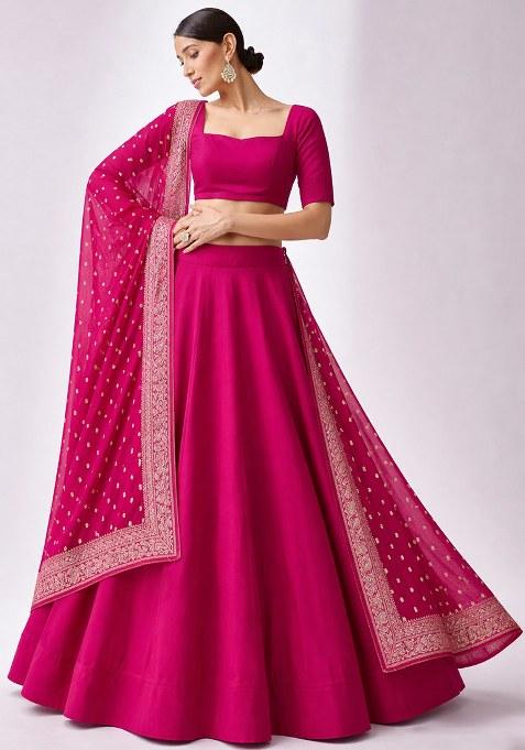 Rani Pink Chinon Lehenga Set