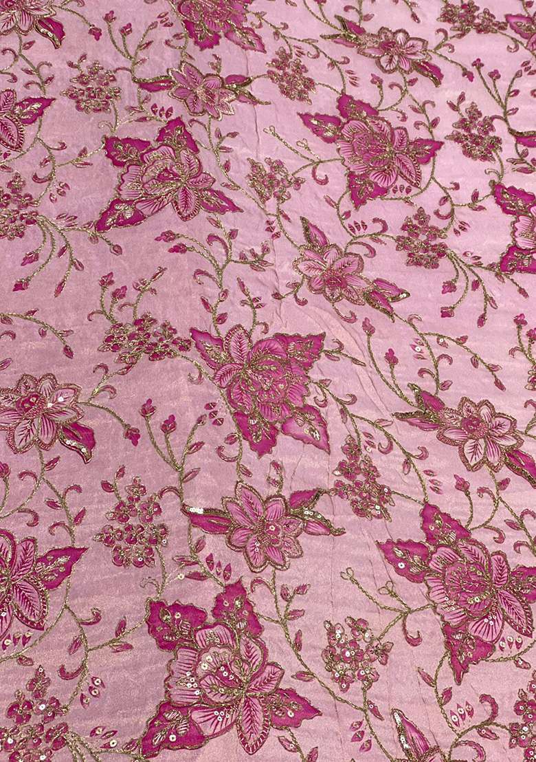 Soft Pink Crepe Lehenga Set with Embroidered for Diwali | Wedding & Festive Wear - Indya