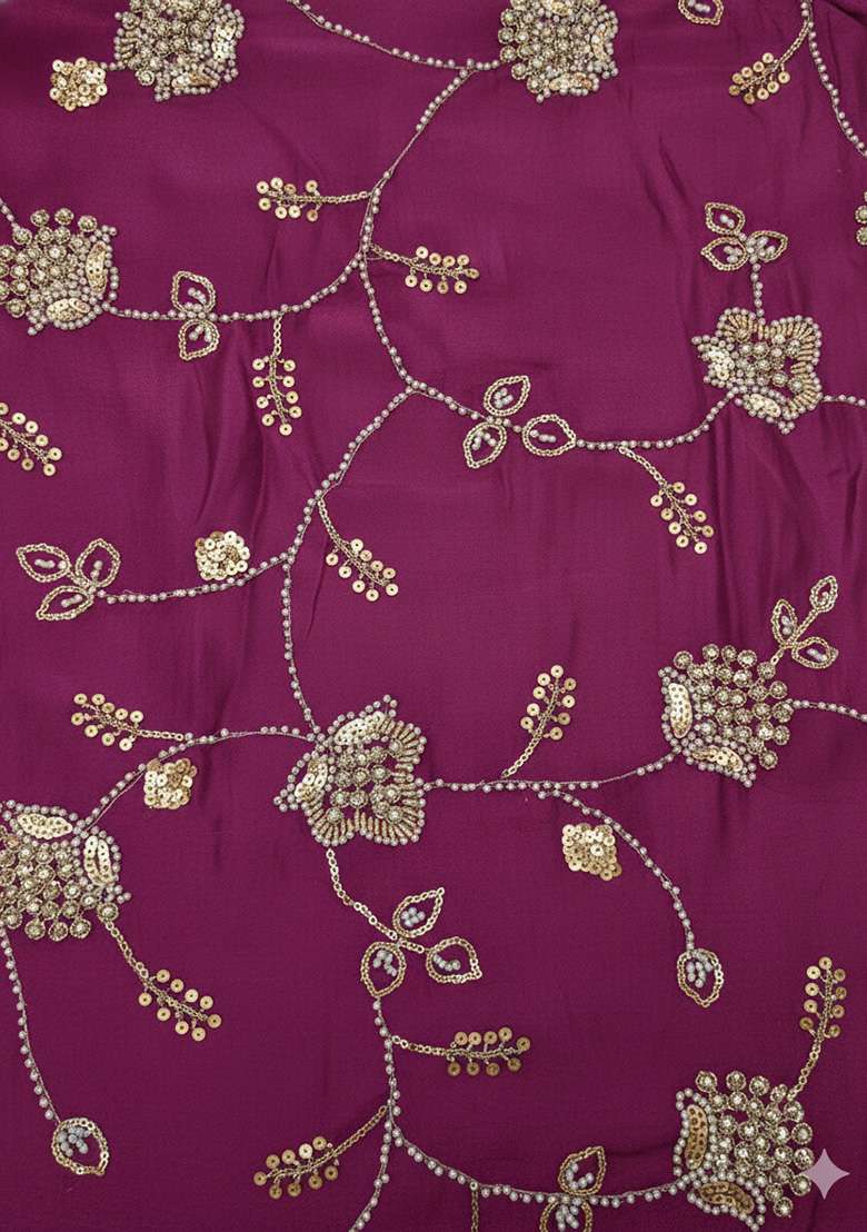 Dark Pink Embroidered Silk Blend Lehenga Set for Diwali and Festive Wear - Indya