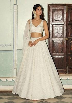 Off White Zari Tissue Lehenga Set