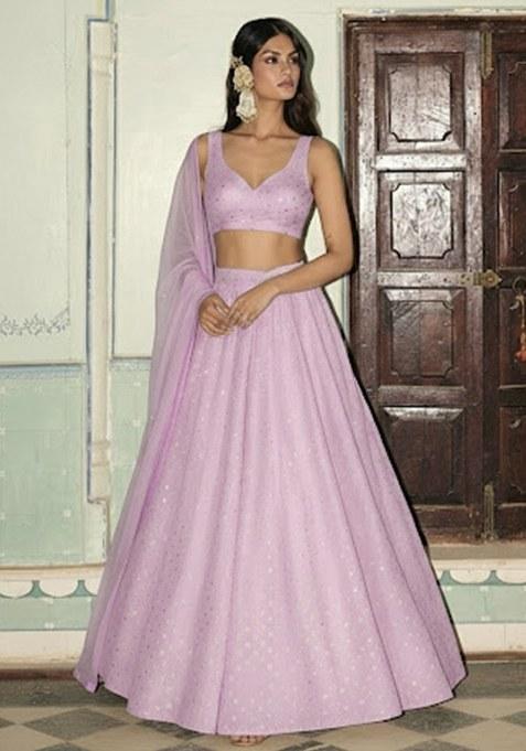 Lavender Zari Tissue Lehenga Set