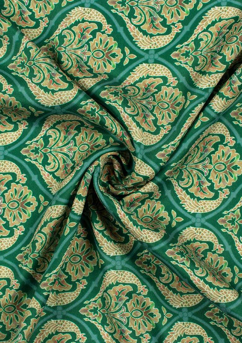 Dark Green Crepe Lehenga Set with Printed for Diwali | Wedding & Festive Wear - Indya