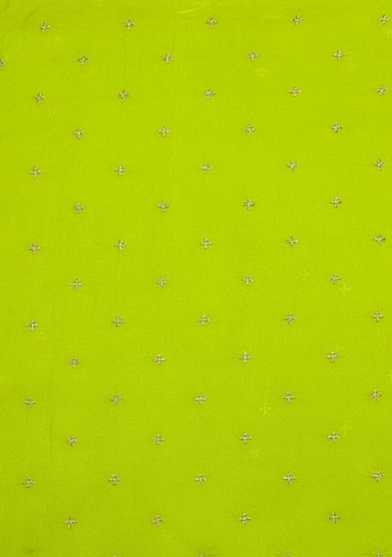 Lime Green Embroidered Organza Lehenga Set - Indya