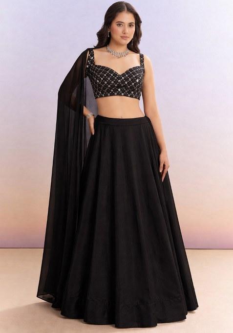 Black Mirror Work Net Lehenga Set