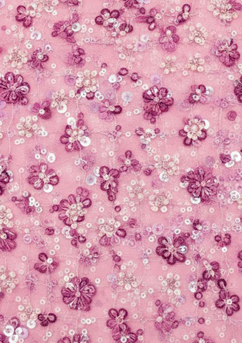 Light Pink Sequin Net Lehenga Set - Indya