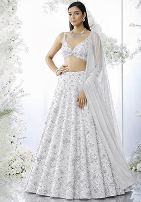 Ivory Sequin Net Lehenga Set