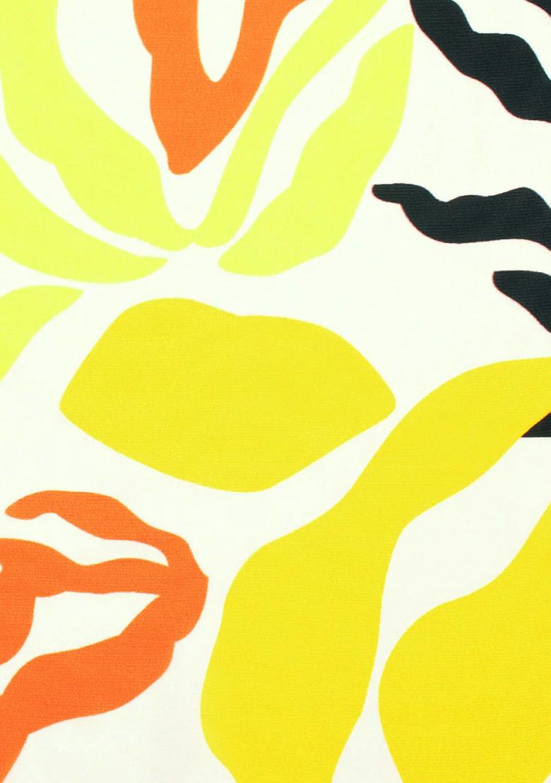 Light Yellow Floral Print Silk Lehenga Set - Indya