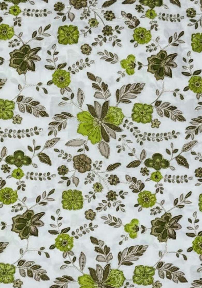 Green Crepe Lehenga Set with Floral Print for Diwali | Wedding & Festive Wear - Indya