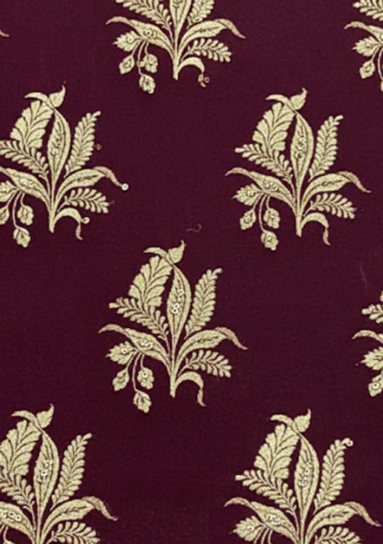 Maroon Brocade Lehenga Set - Indya