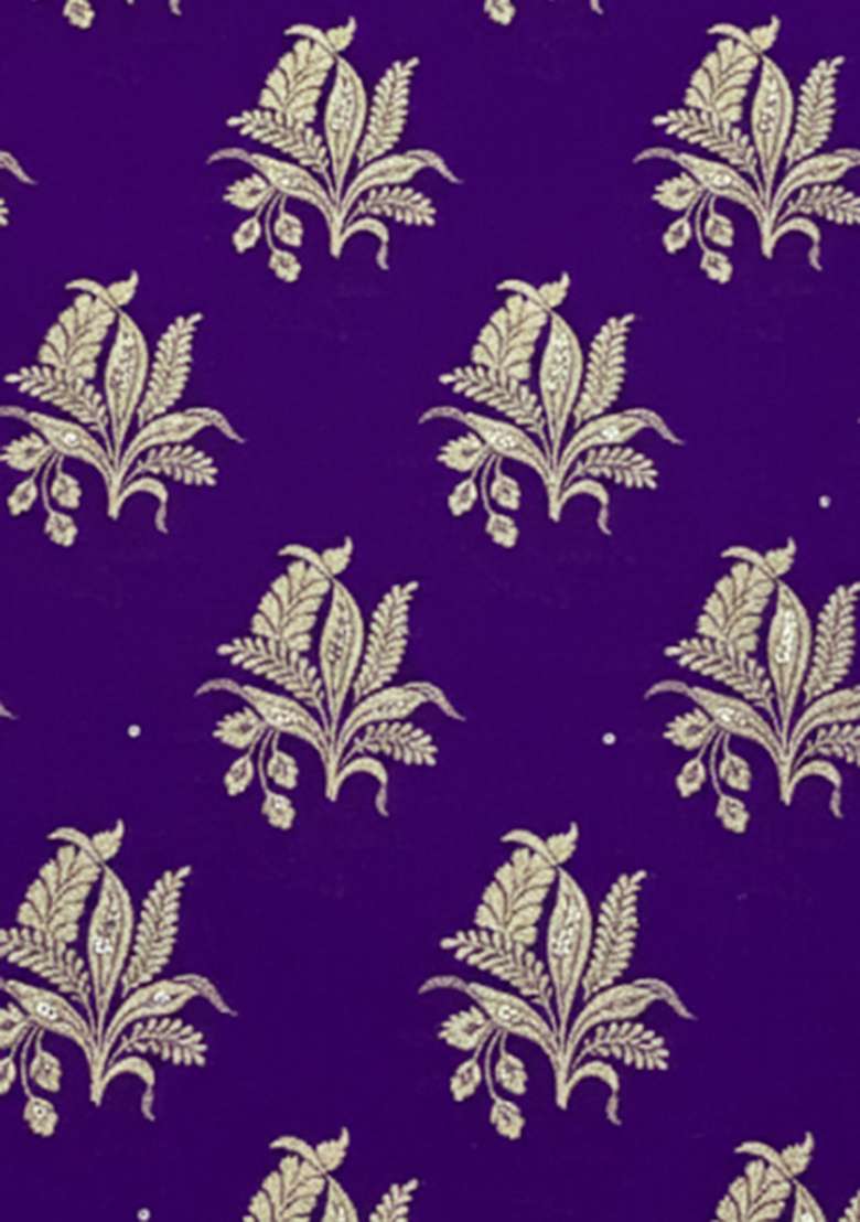 Purple Brocade Lehenga Set - Indya