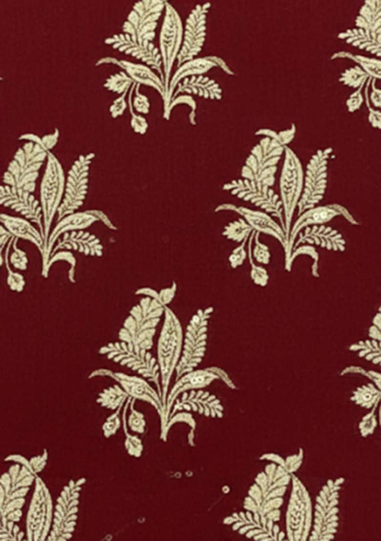 Deep Red Brocade Lehenga Set - Indya