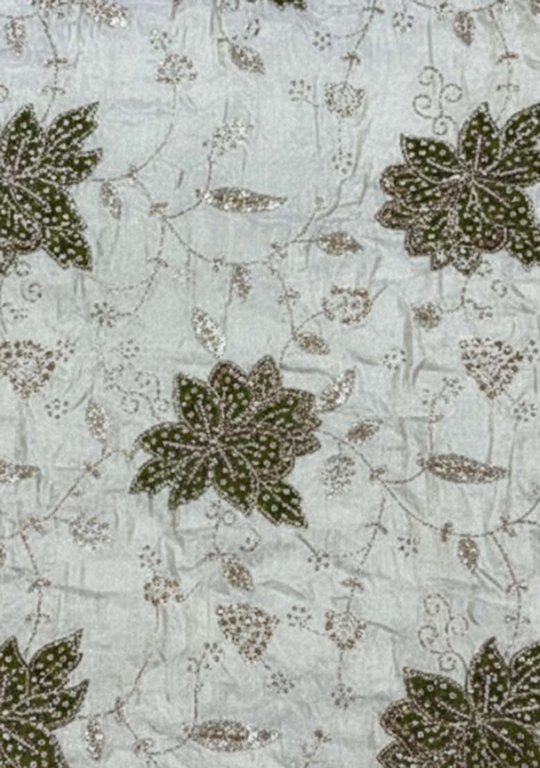 Green Embroidered Tissue Lehenga Set - Indya