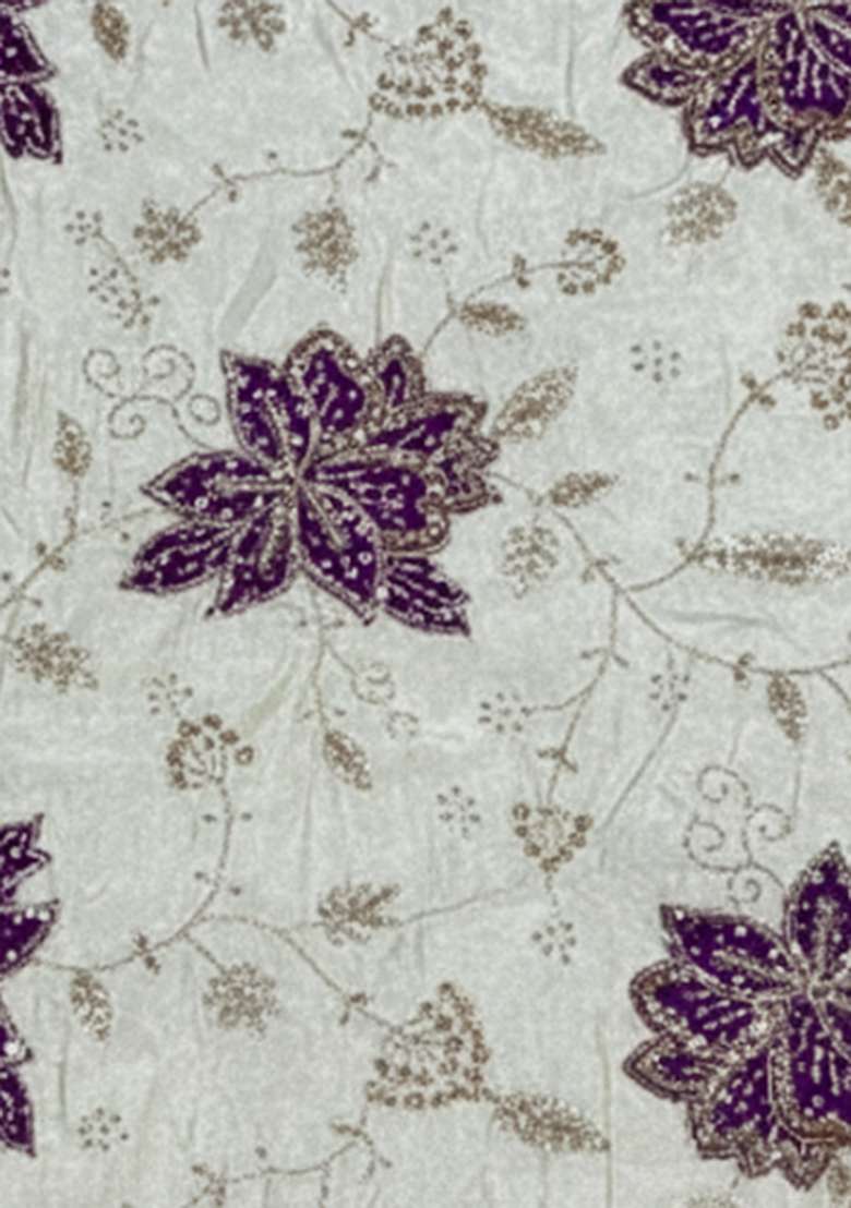 Deep Purple Embroidered Tissue Lehenga Set - Indya