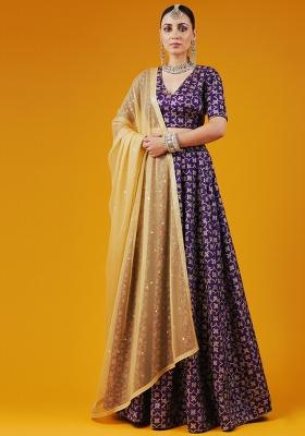 Purple Silk Lehenga Set