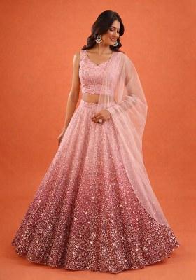 Pink Sequin Tissue Lehenga Set