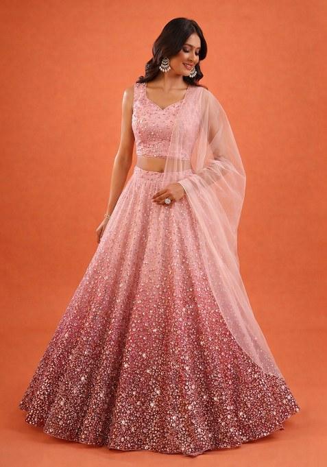 Pink Sequin Tissue Lehenga Set