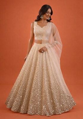 Ivory Sequin Tissue Lehenga Set