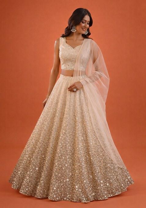 Ivory Sequin Tissue Lehenga Set