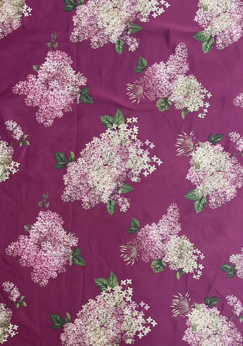 Rani Pink Floral Print Georgette Lehenga Set - Indya