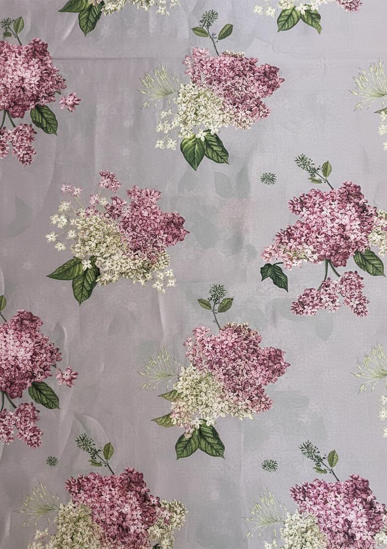 Mist Grey Floral Print Georgette Lehenga Set - Indya