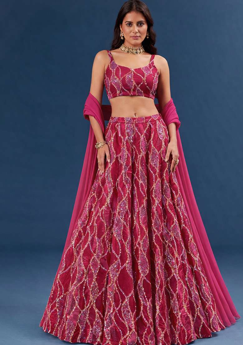 Rani Pink Embellished Lehenga Set - Indya