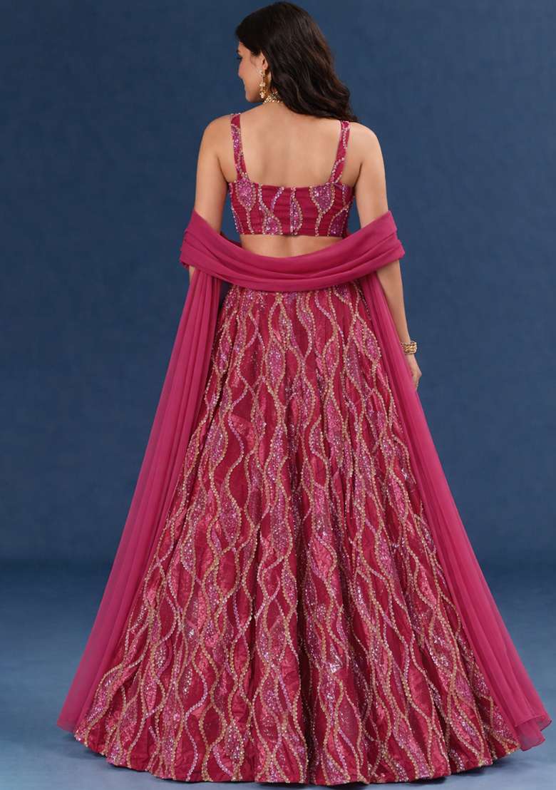 Rani Pink Embellished Lehenga Set - Indya