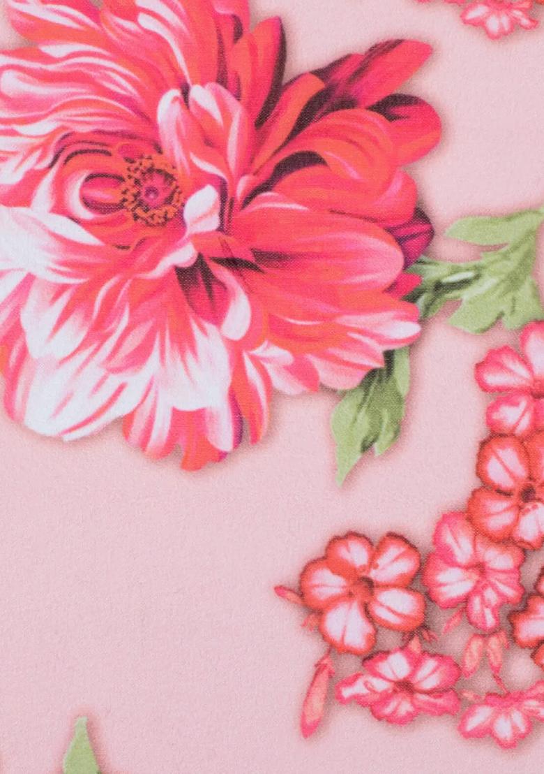 Blush Pink Floral Print Georgette Lehenga Set - Indya