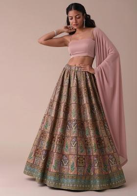 Blush Pink Embroidered Crepe Lehenga Set
