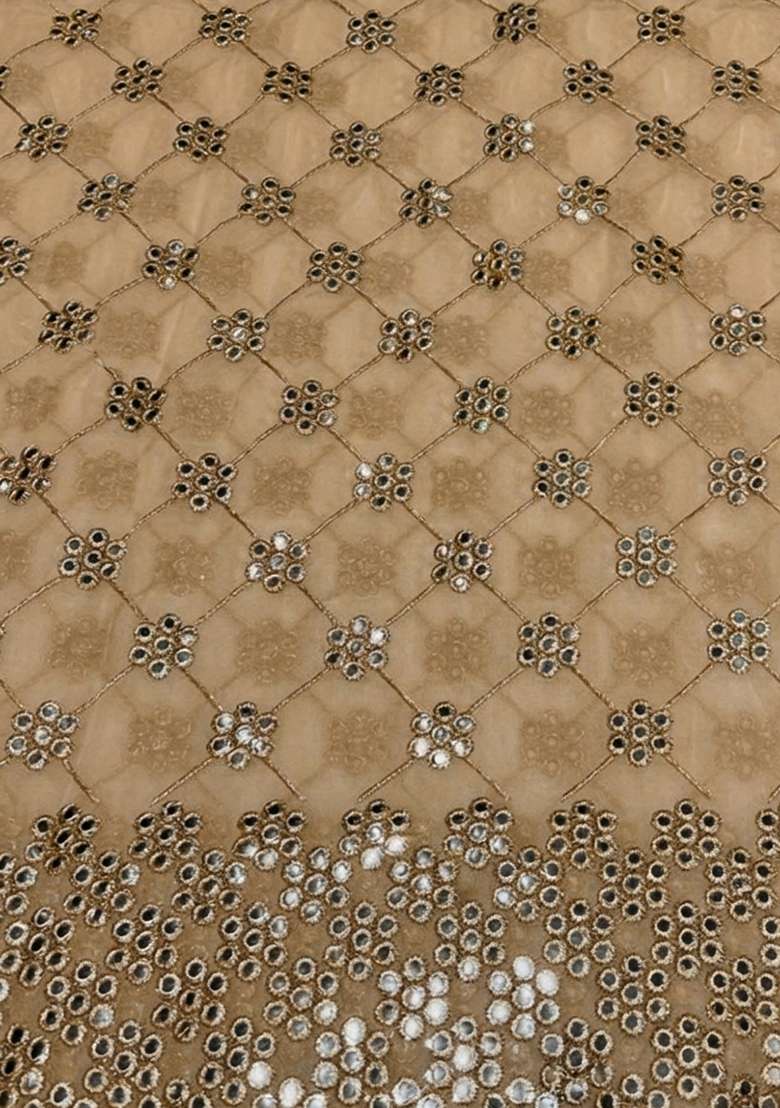 Beige Embroidered Georgette Lehenga Set - Indya