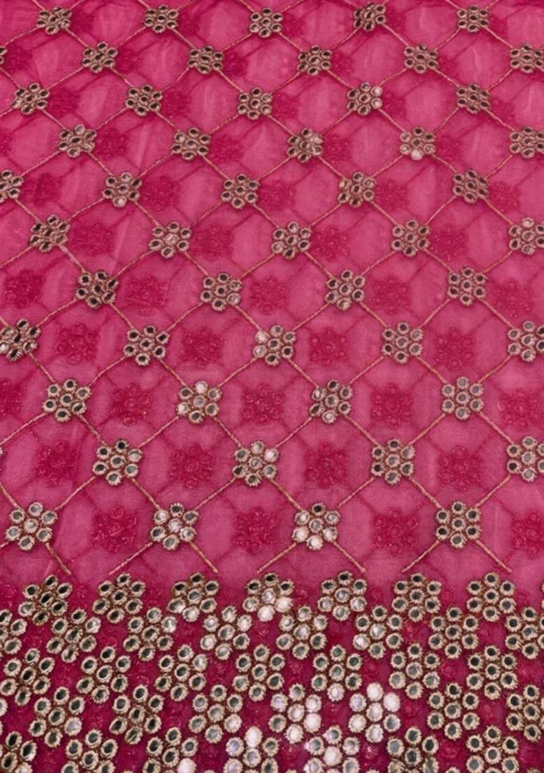 Rani Pink Embroidered Georgette Lehenga Set - Indya